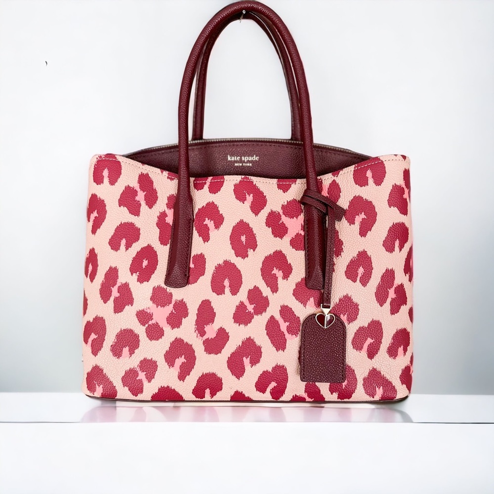 KATE SPADE MARGAUX PINK LEOPARD LARGE SATCHEL